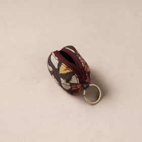 Handpainted kalamkari natural dyed keychain pouch 07