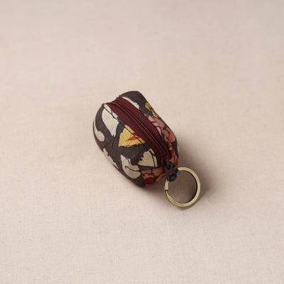 Handpainted kalamkari natural dyed keychain pouch 07