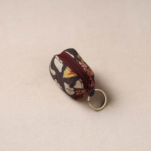 Handpainted kalamkari natural dyed keychain pouch 07