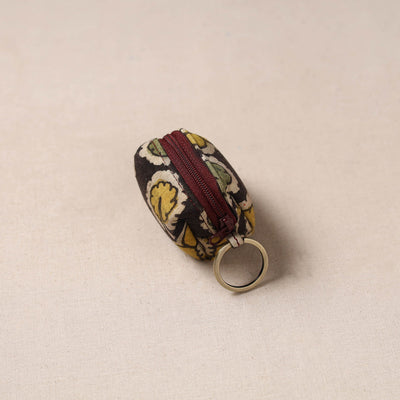Handpainted kalamkari natural dyed keychain pouch 08