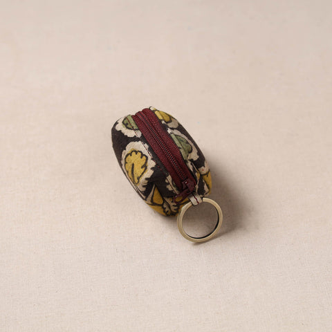 Handpainted kalamkari natural dyed keychain pouch 08