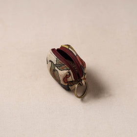 Handpainted kalamkari natural dyed keychain pouch 09