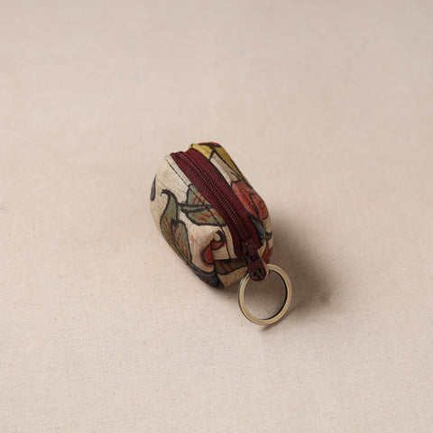 Handpainted kalamkari natural dyed keychain pouch 09