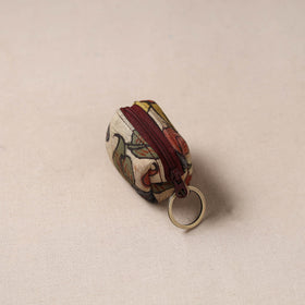 Handpainted kalamkari natural dyed keychain pouch 09