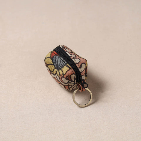 Handpainted kalamkari natural dyed keychain pouch 10