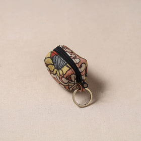 Handpainted kalamkari natural dyed keychain pouch 10