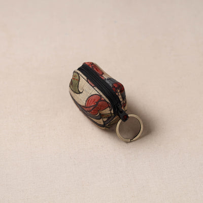 Handpainted kalamkari natural dyed keychain pouch 11