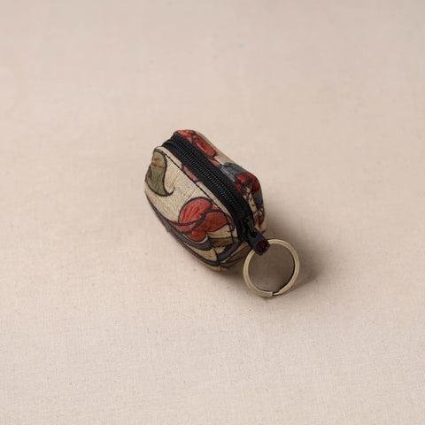 Handpainted kalamkari natural dyed keychain pouch 11