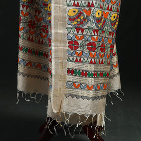 Handpainted madhubani handloom tussar cotton dupatta 16