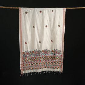 Handpainted madhubani handloom tussar cotton dupatta 18