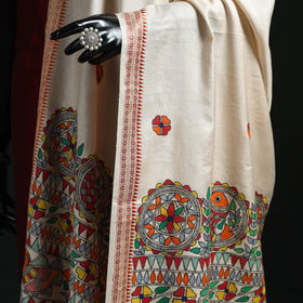Handpainted madhubani handloom tussar cotton dupatta 21