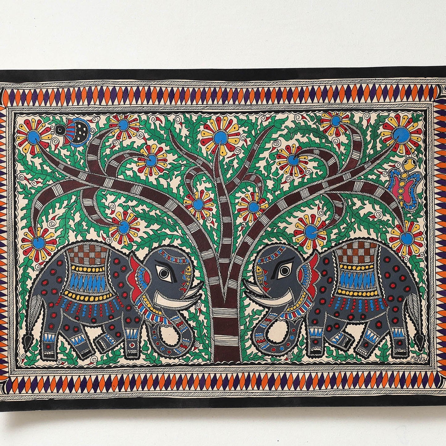 Handpainted Madhubani Painting by Hira Devi 
