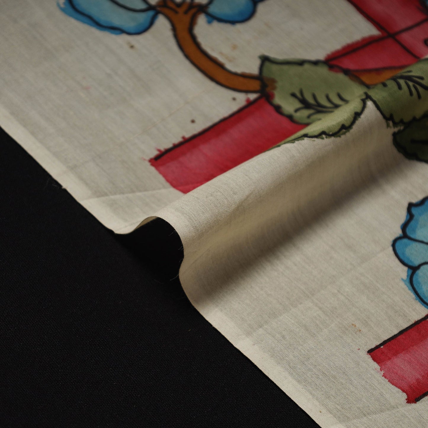 Handpainted srikalahasti silk cotton pen kalamkari fabric