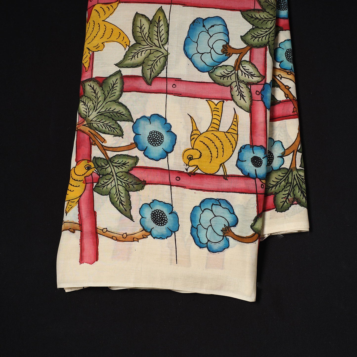 Handpainted srikalahasti silk cotton pen kalamkari fabric