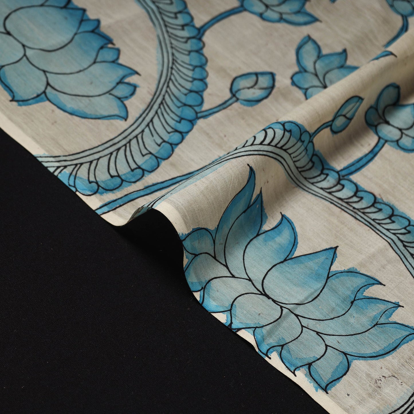 Handpainted srikalahasti silk cotton pen kalamkari fabric