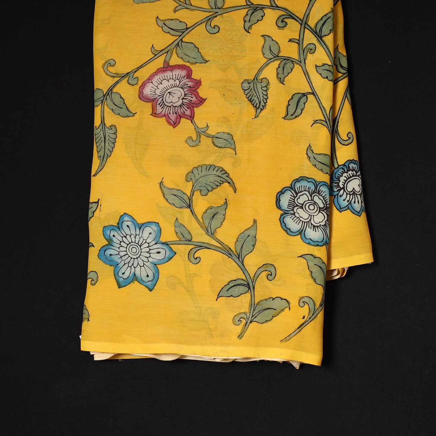 Handpainted srikalahasti silk cotton pen kalamkari fabric