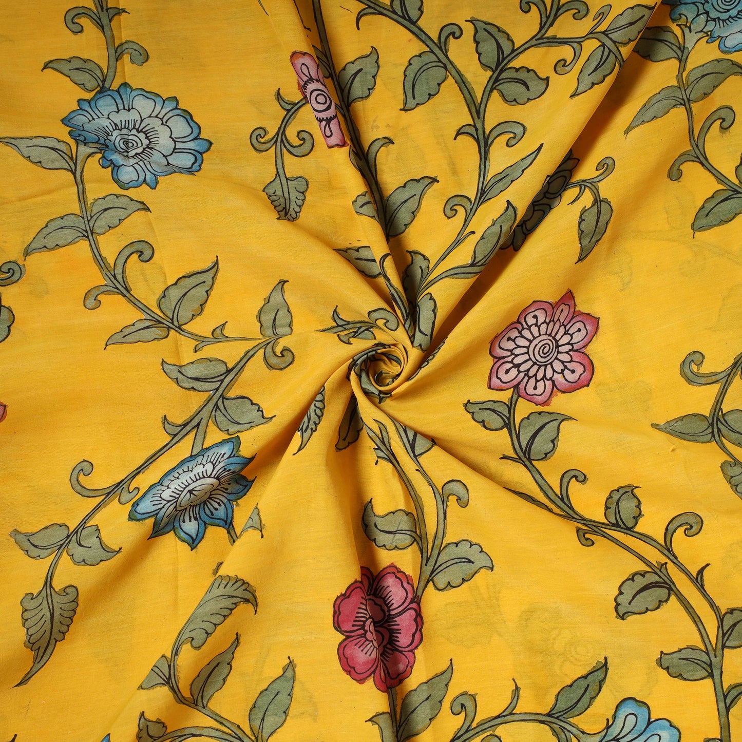 Handpainted srikalahasti silk cotton pen kalamkari fabric