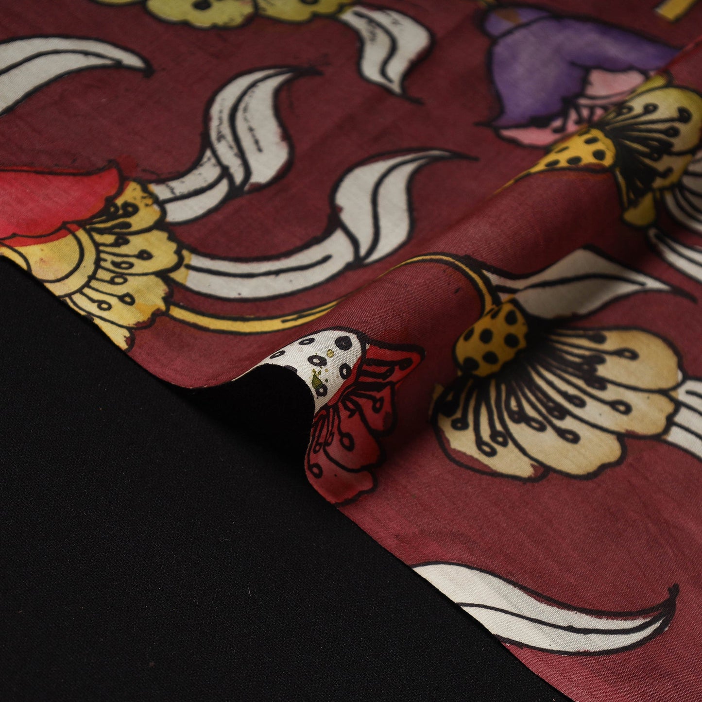 Handpainted srikalahasti silk cotton pen kalamkari fabric