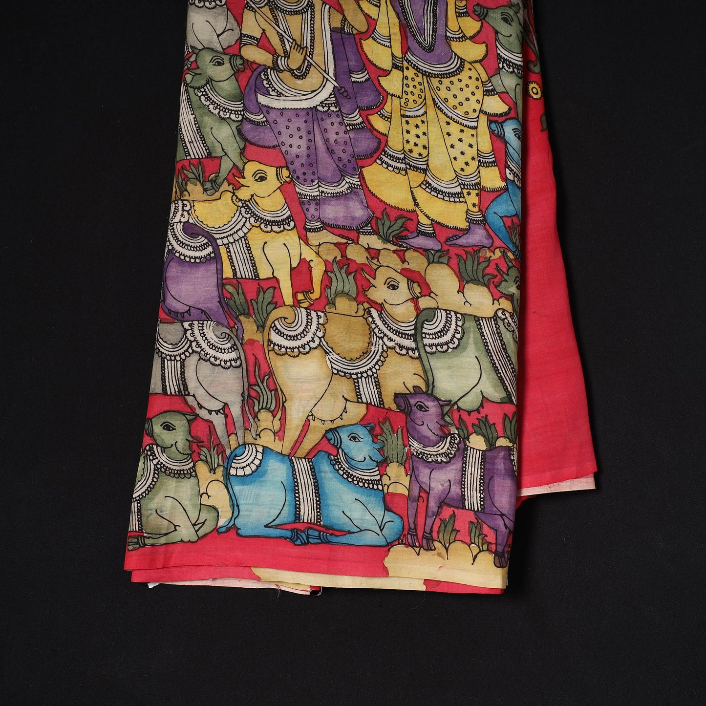 Handpainted srikalahasti silk cotton pen kalamkari fabric