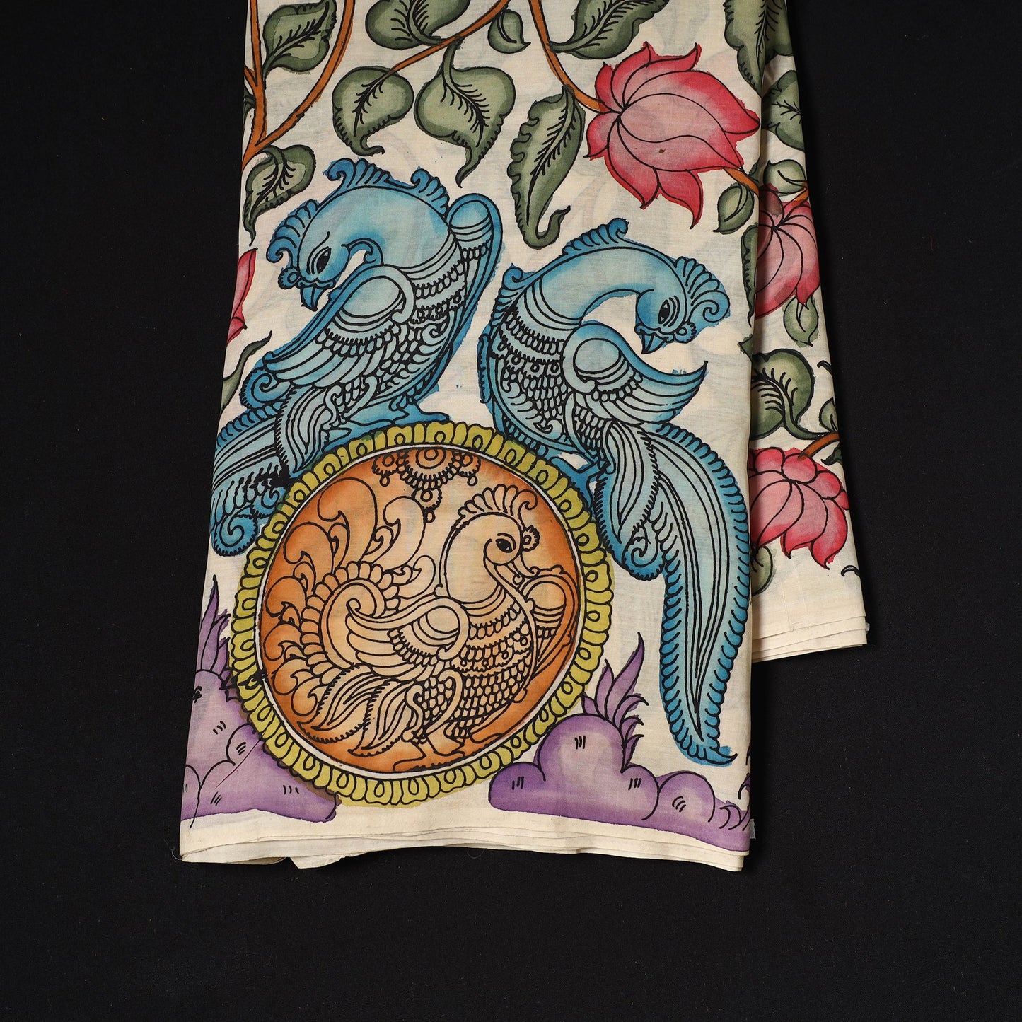 Handpainted srikalahasti silk cotton pen kalamkari fabric