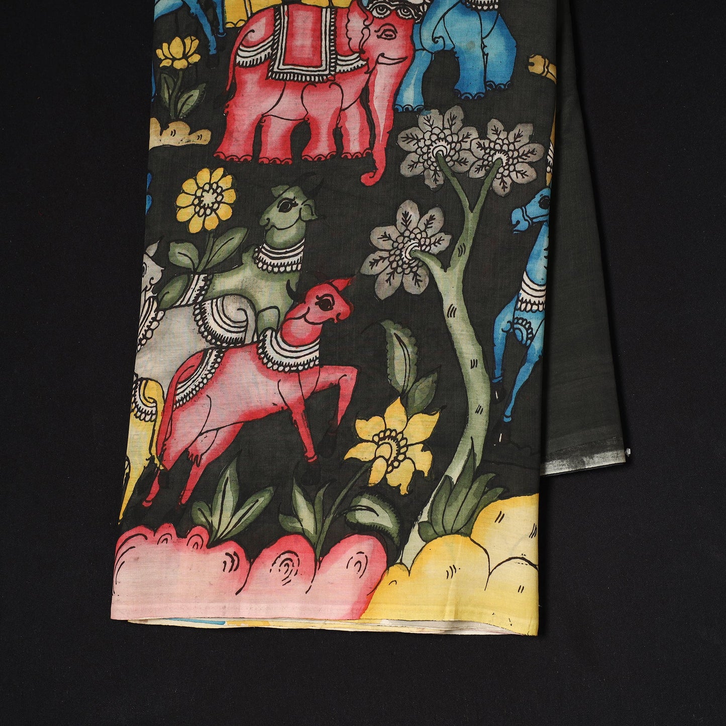 Handpainted srikalahasti silk cotton pen kalamkari fabric