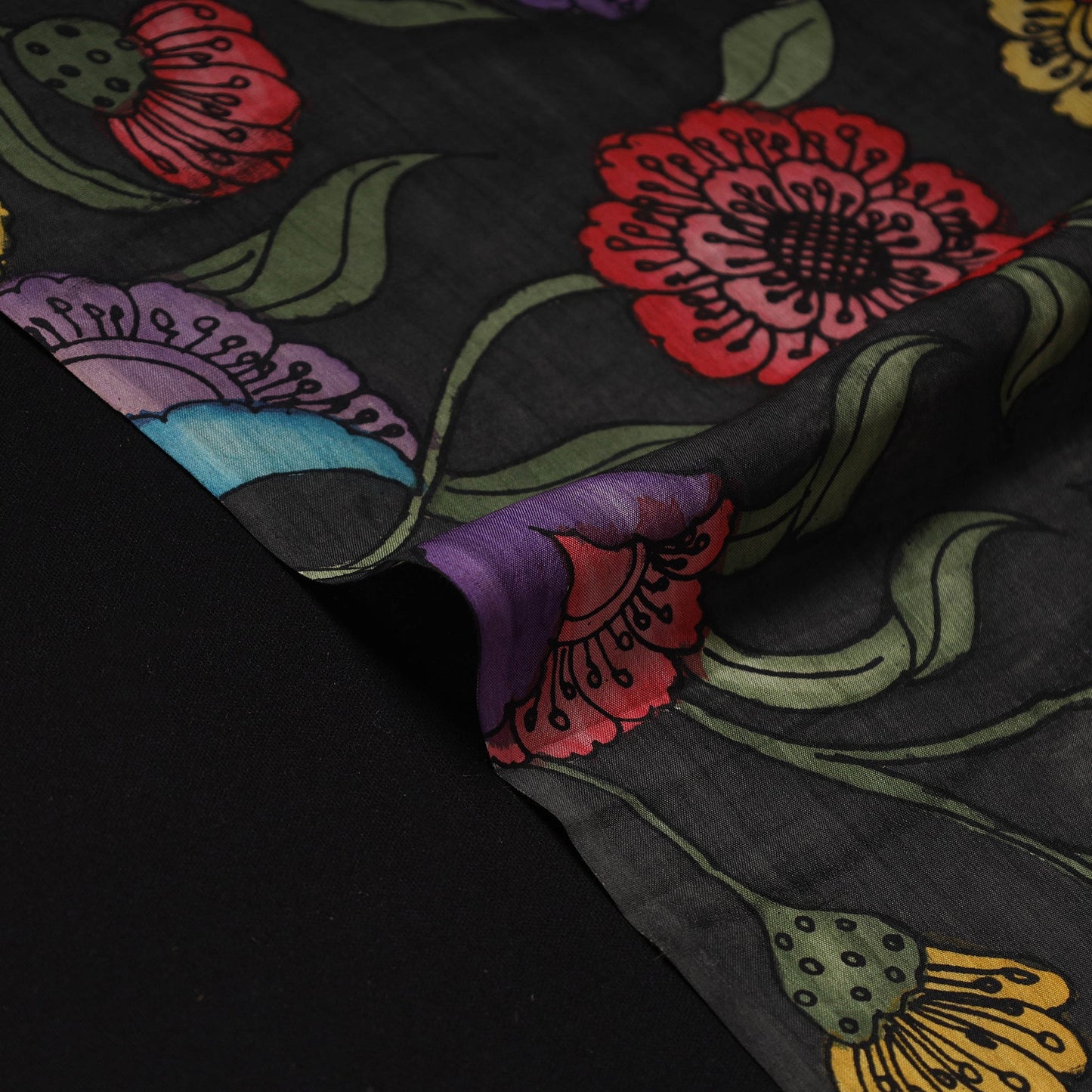 Handpainted srikalahasti silk cotton pen kalamkari fabric