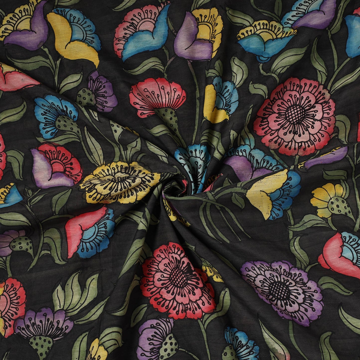 Handpainted srikalahasti silk cotton pen kalamkari fabric