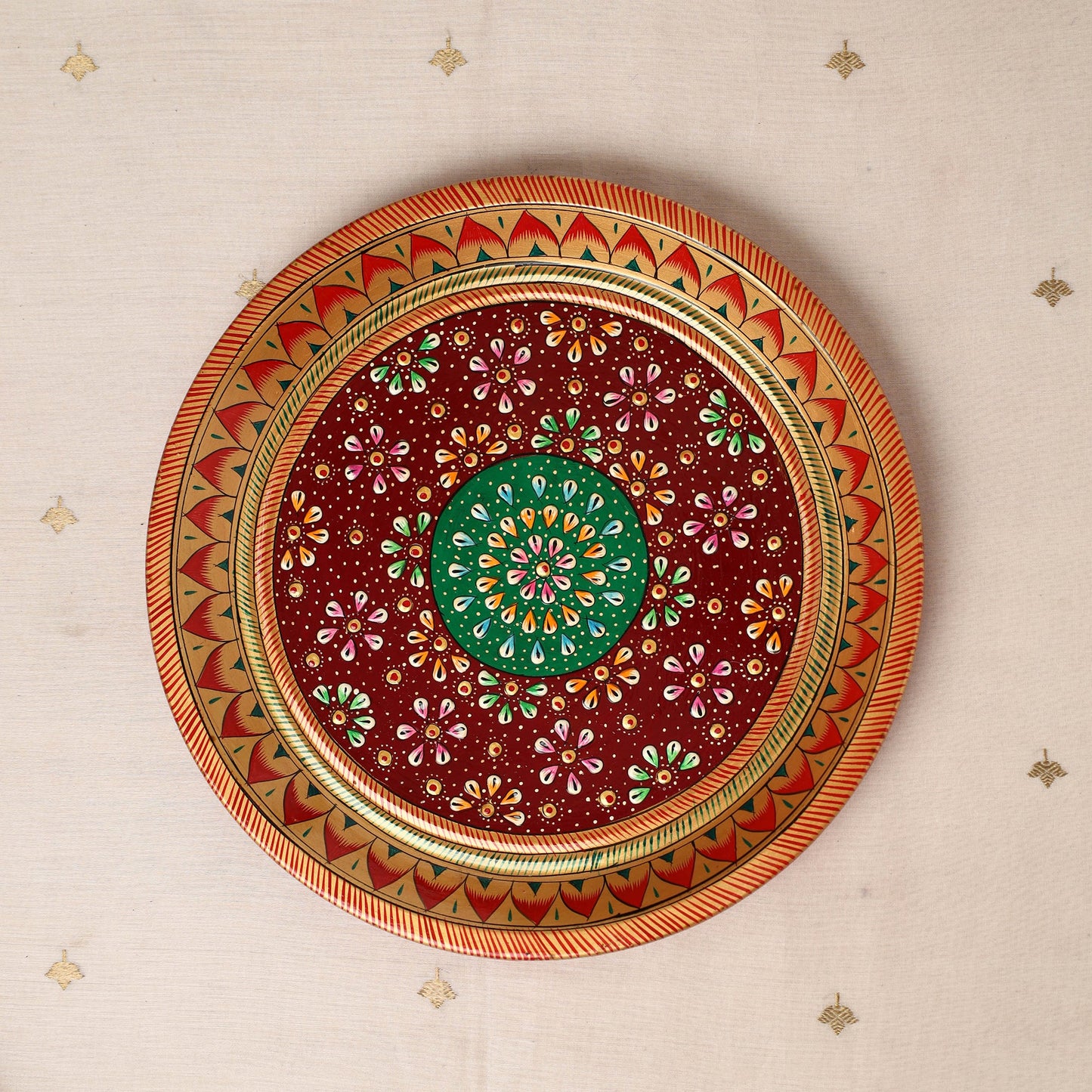  Handpainted Stainless Steel Pooja Thali, Kalash & Bowl