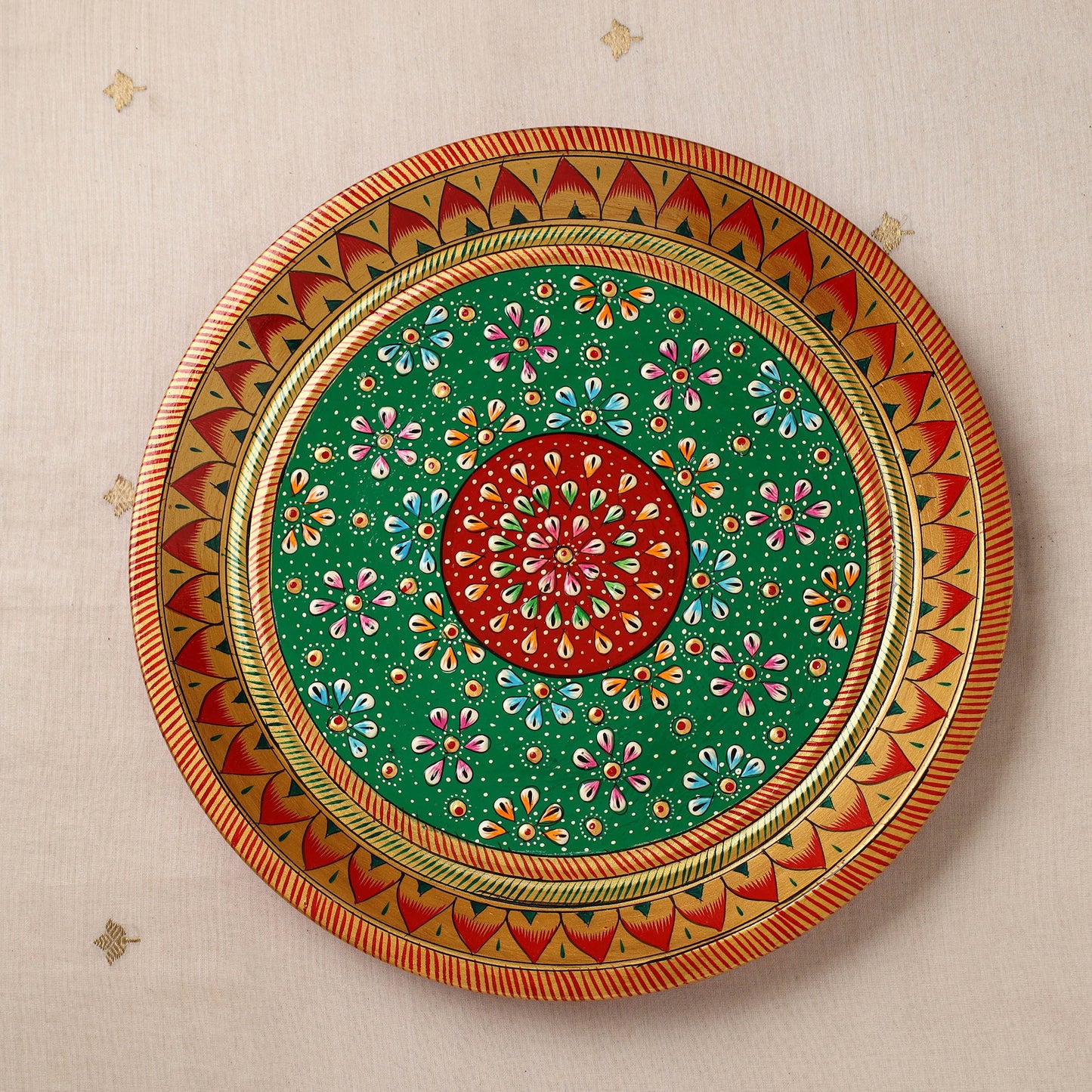  Handpainted Stainless Steel Pooja Thali, Kalash & Bowl