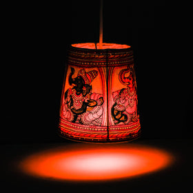  Handpainted Tholu Bommalata Leather Hanging Lamp 
