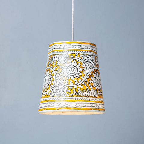  Handpainted Tholu Bommalata Leather Hanging Lamp l iTokri.com 