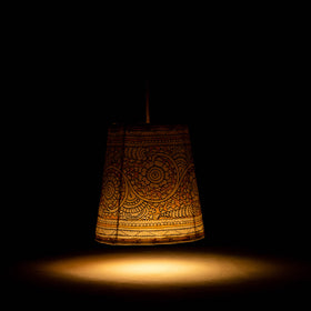  Handpainted Tholu Bommalata Leather Hanging Lamp l iTokri.com 