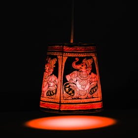 Handpainted Tholu Bommalata Leather Hanging Lamp 