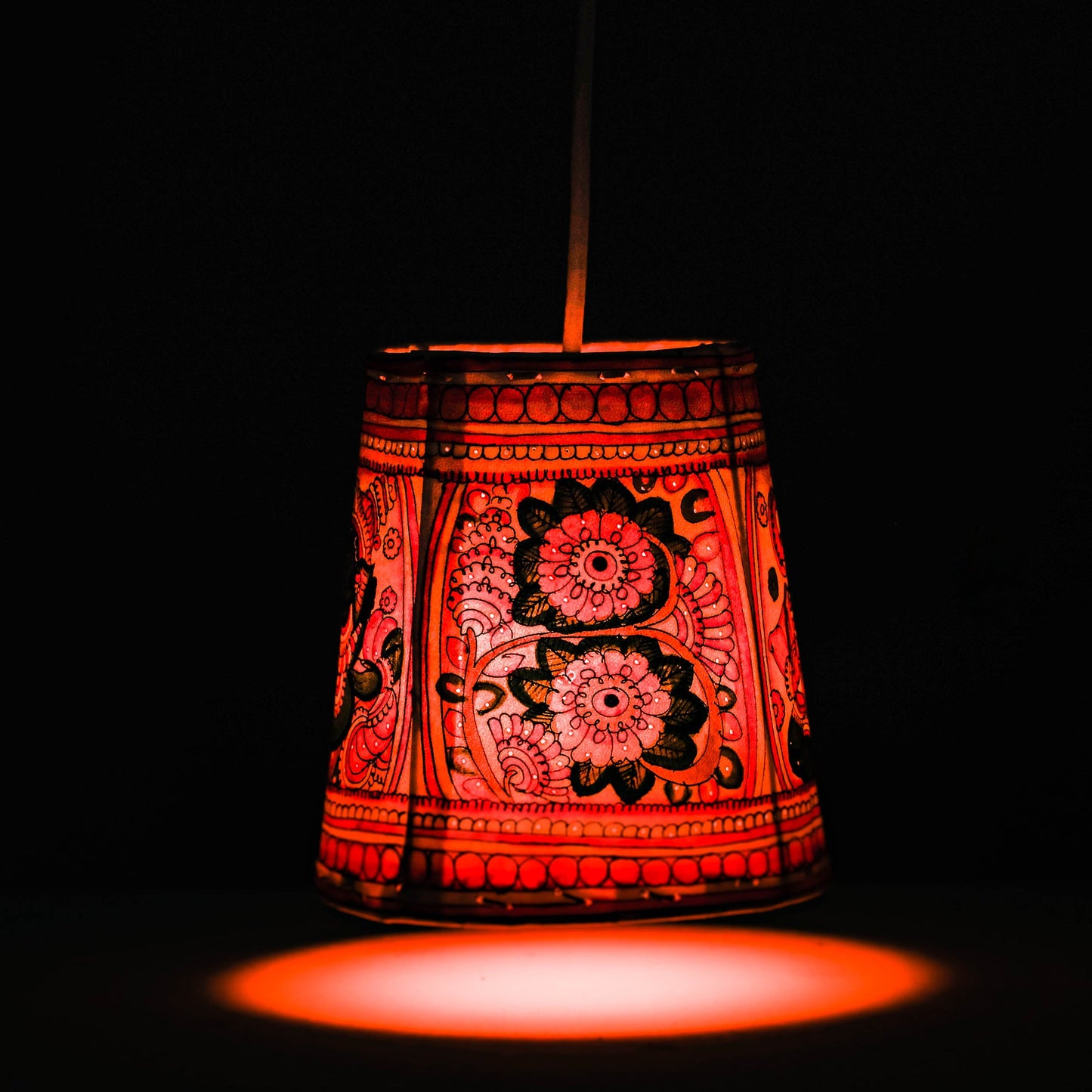  Handpainted Tholu Bommalata Leather Hanging Lamp 