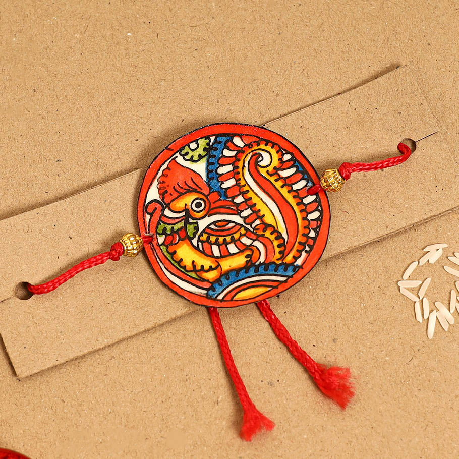  Handpainted Tholu Bommalata Leather Rakhi 