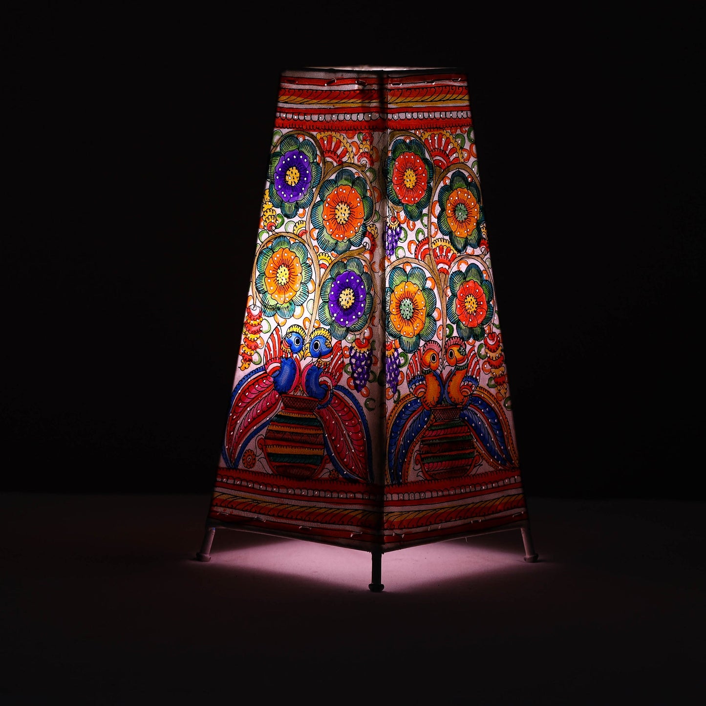 Handpainted Tholu Bommalata Leather Table Lamp (Big) 