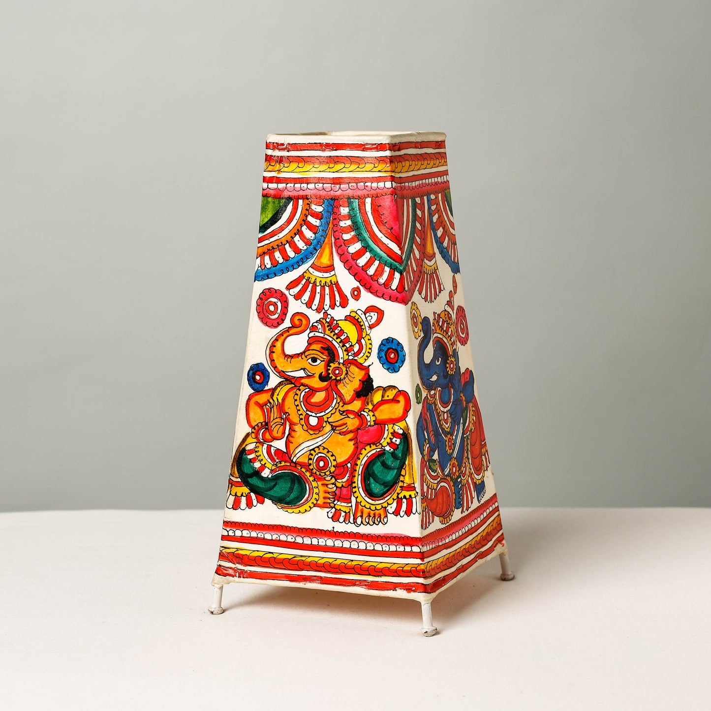  Handpainted Tholu Bommalata Leather Table Lamp (Big) Online l iTokri.com 