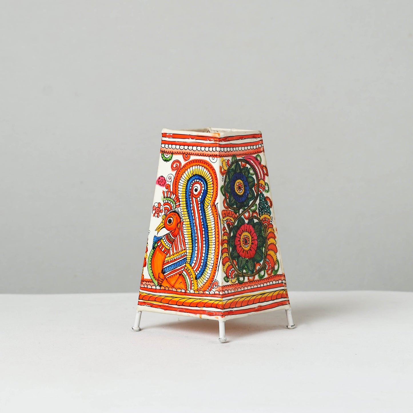 Handpainted Tholu Bommalata Leather Table Lamp