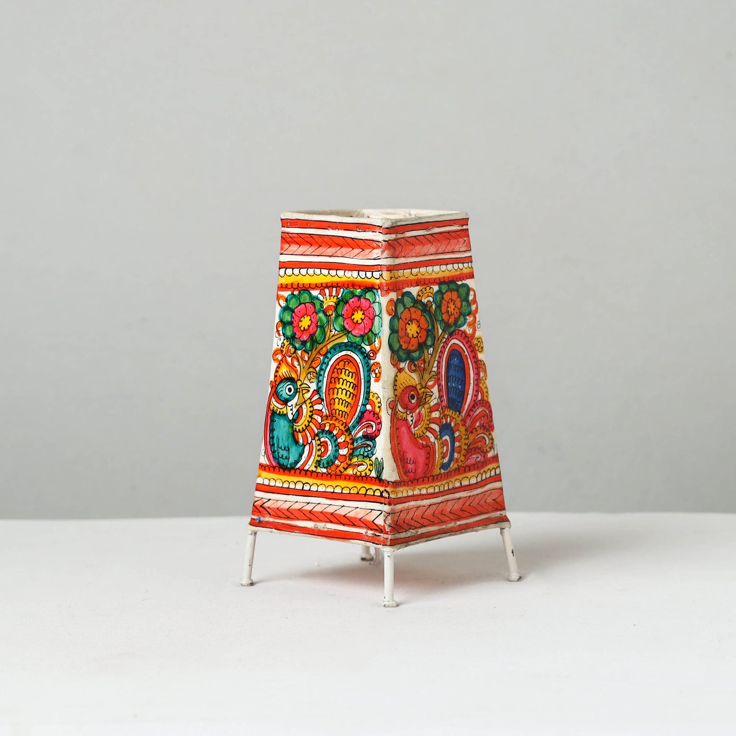 Handpainted Tholu Bommalata Leather Table Lamp