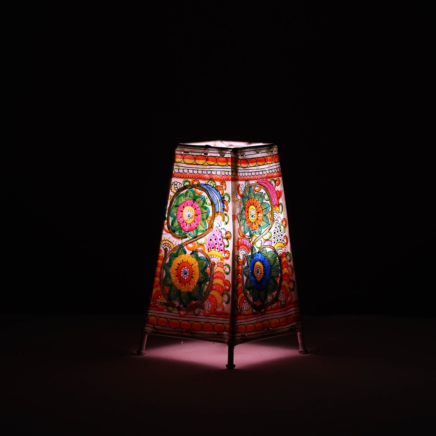 Handpainted Tholu Bommalata Leather Table Lamp