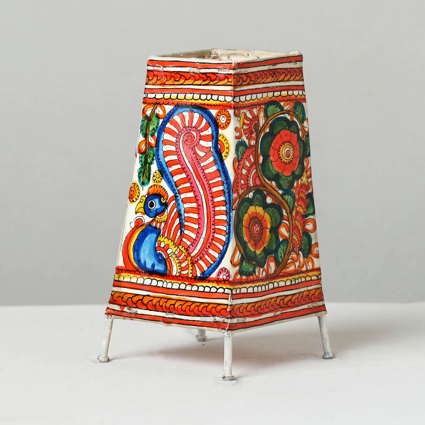 Handpainted Tholu Bommalata Leather Table Lamp