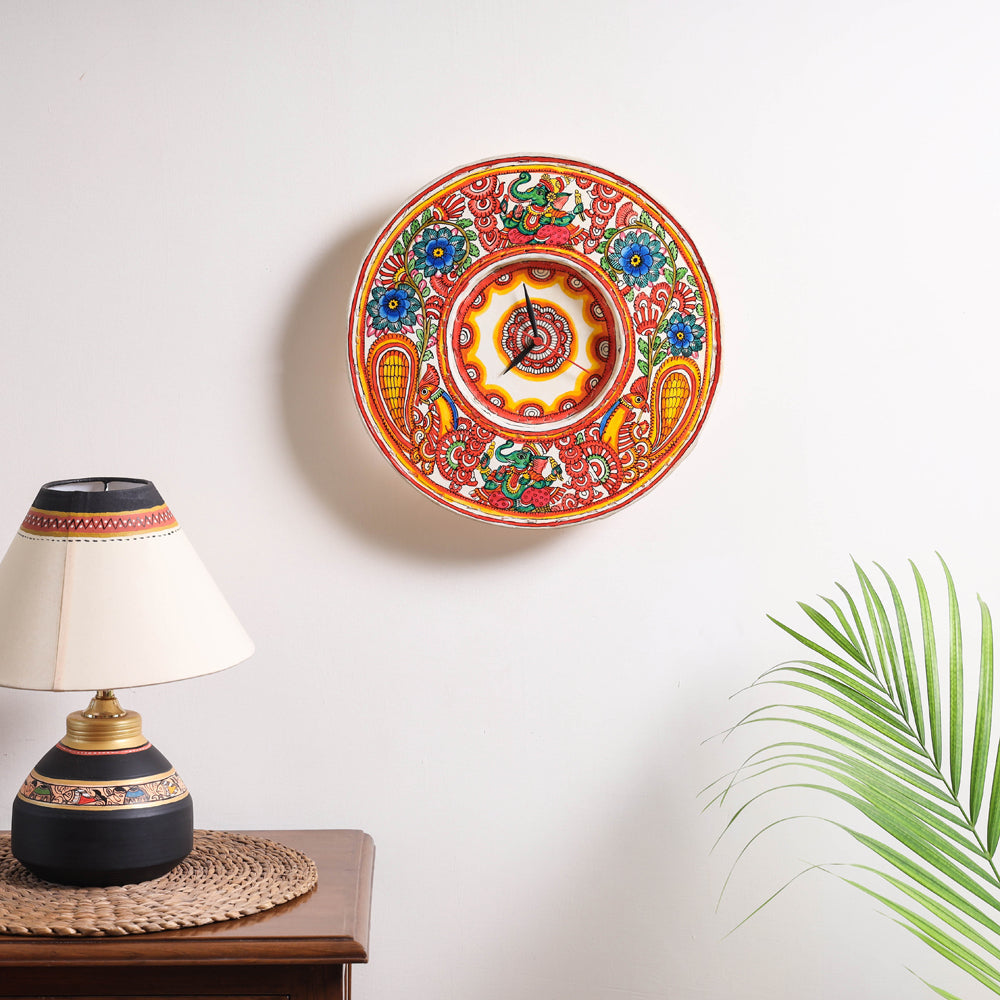  Handpainted Tholu Bommalata Leather Wall Clock l iTokri.com 