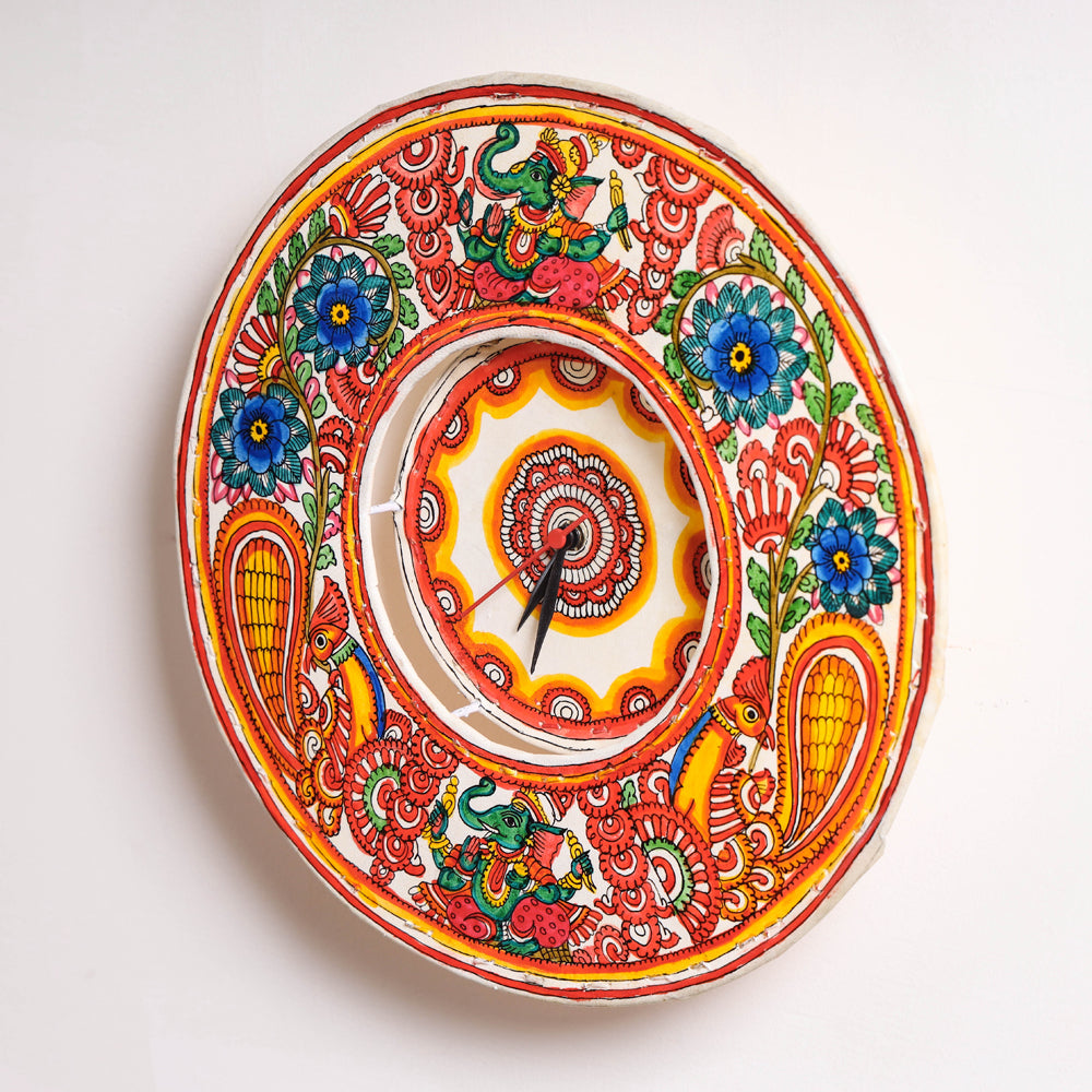  Handpainted Tholu Bommalata Leather Wall Clock l iTokri.com 