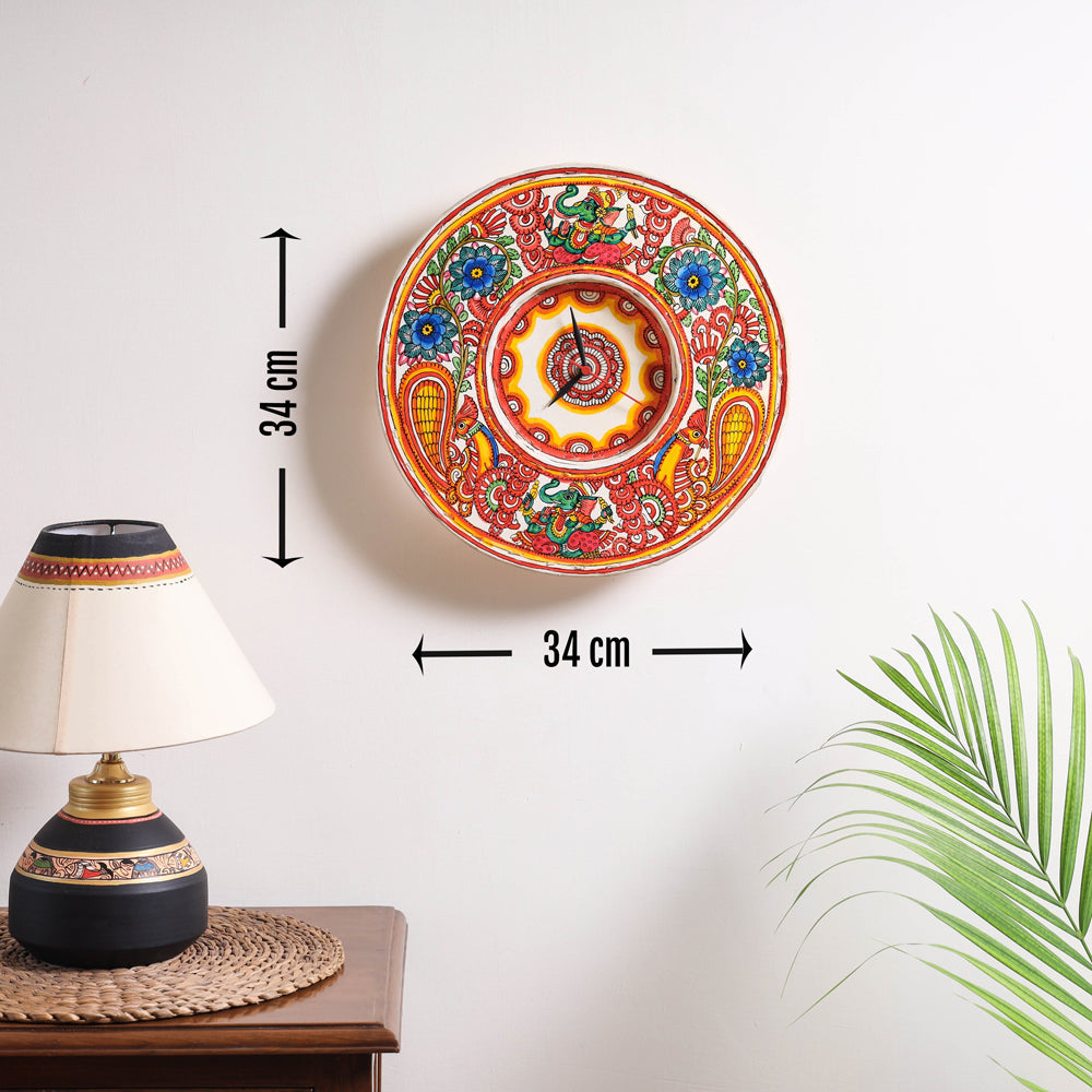  Handpainted Tholu Bommalata Leather Wall Clock l iTokri.com 