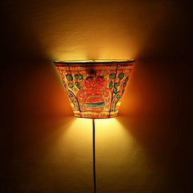 Handpainted Tholu Bommalata Leather Wall Lamp