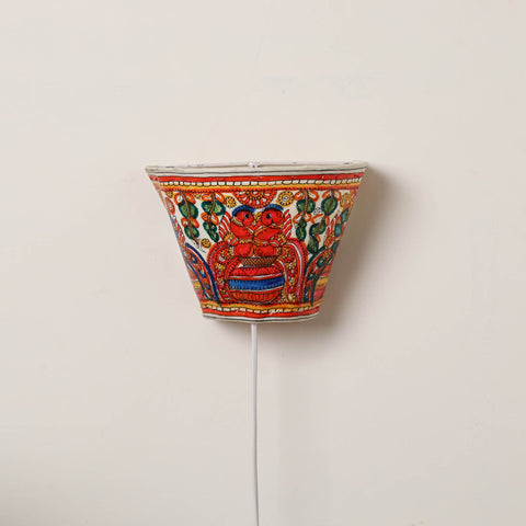 Handpainted Tholu Bommalata Leather Wall Lamp