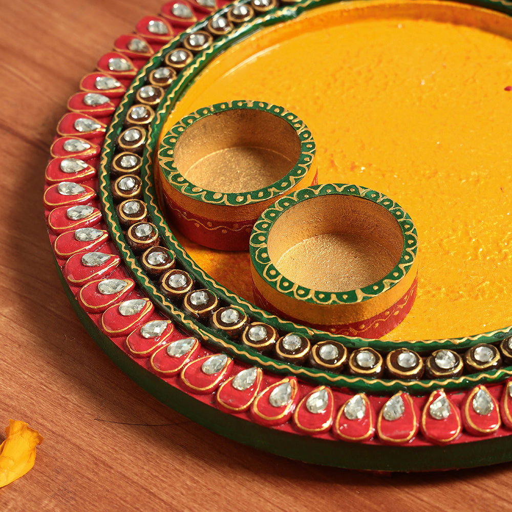  Handpainted Wooden Pooja Thali 