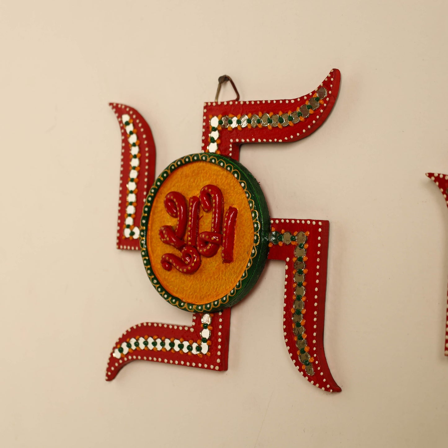  Handpainted Wooden Shubh Labh Hangings (Set of 2) 