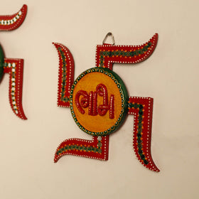  Handpainted Wooden Shubh Labh Hangings (Set of 2) 