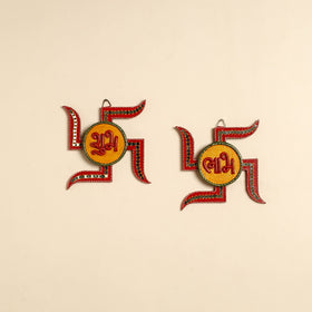  Handpainted Wooden Shubh Labh Hangings (Set of 2) 